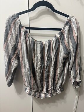 Aeropostale Striped Off-Shoulder Top Blouse
